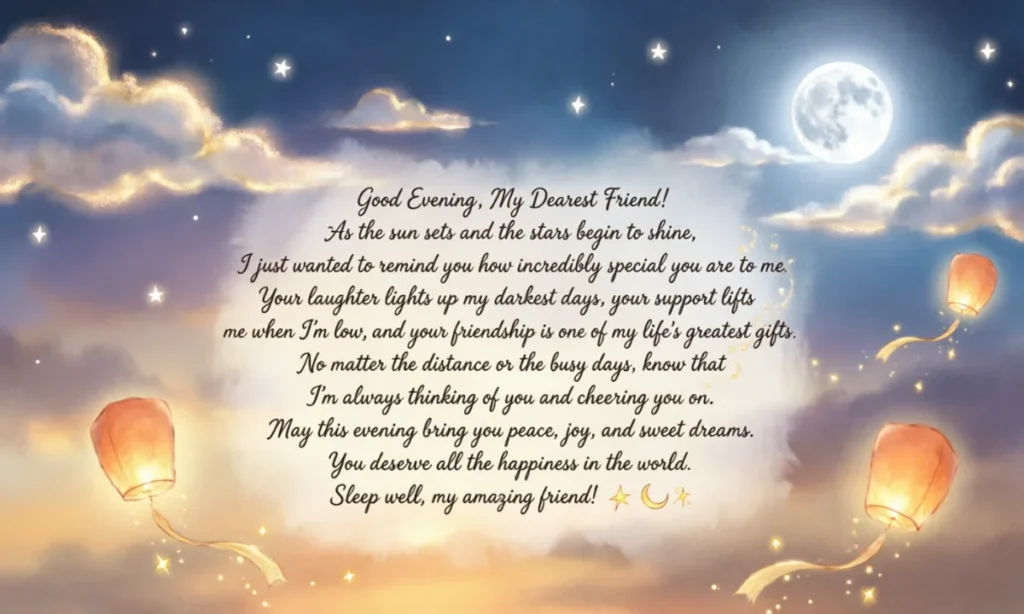 Long Good Evening Message to Make Your Best Friend Smile