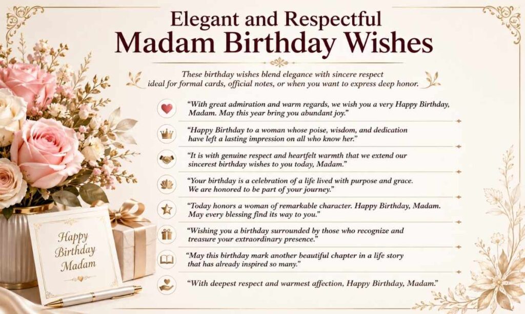 Elegant and Respectful Madam Birthday Wishes