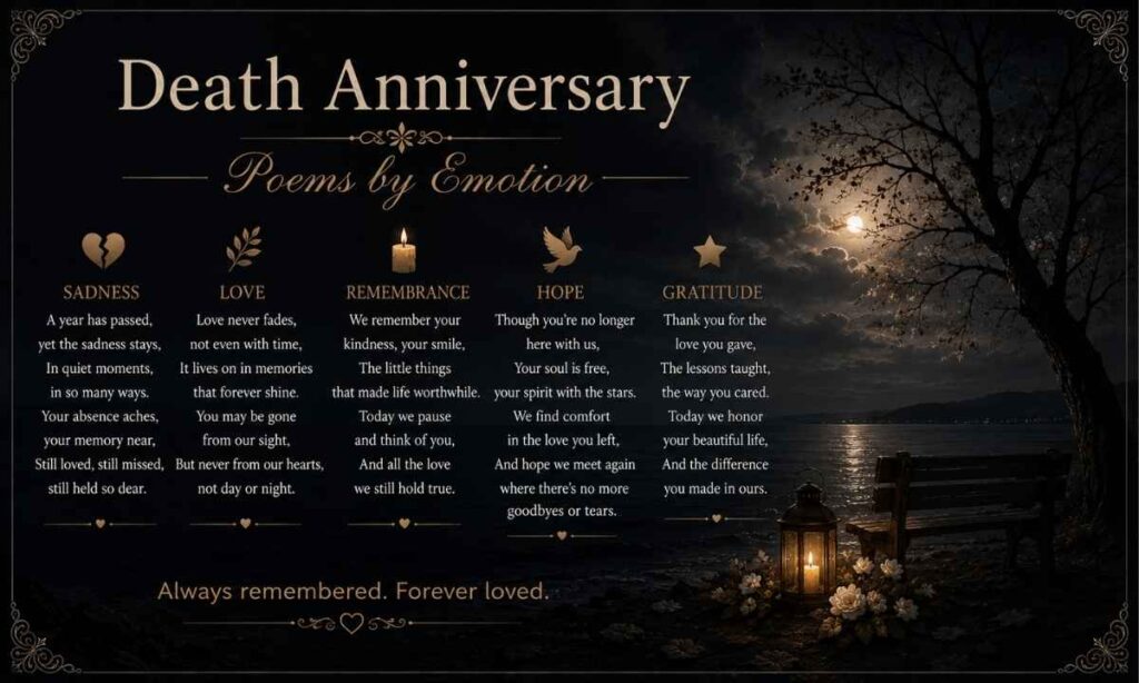 Death Anniversary Poems by Emotion