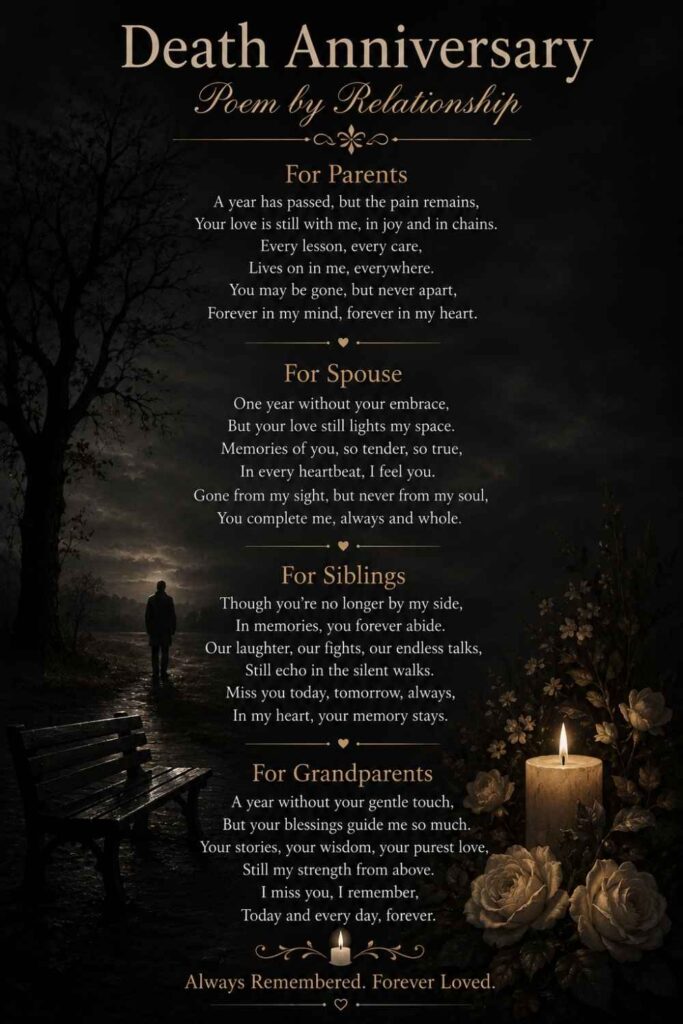 Death Anniversary Poems by Relationship